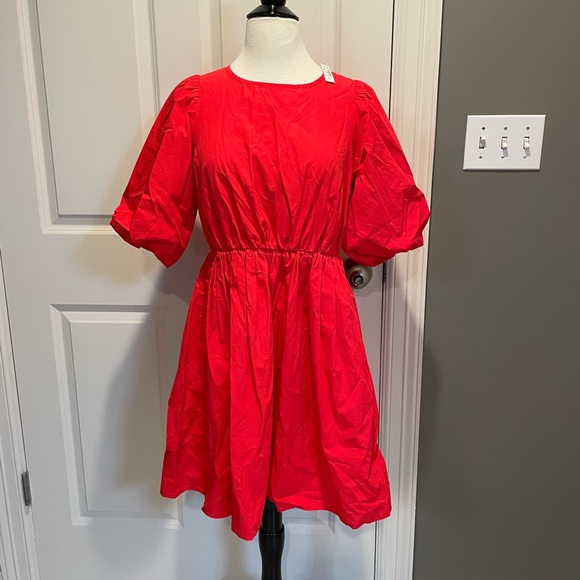 Madewell Poplin Dress Size 0 Red - Picture 7 of 14